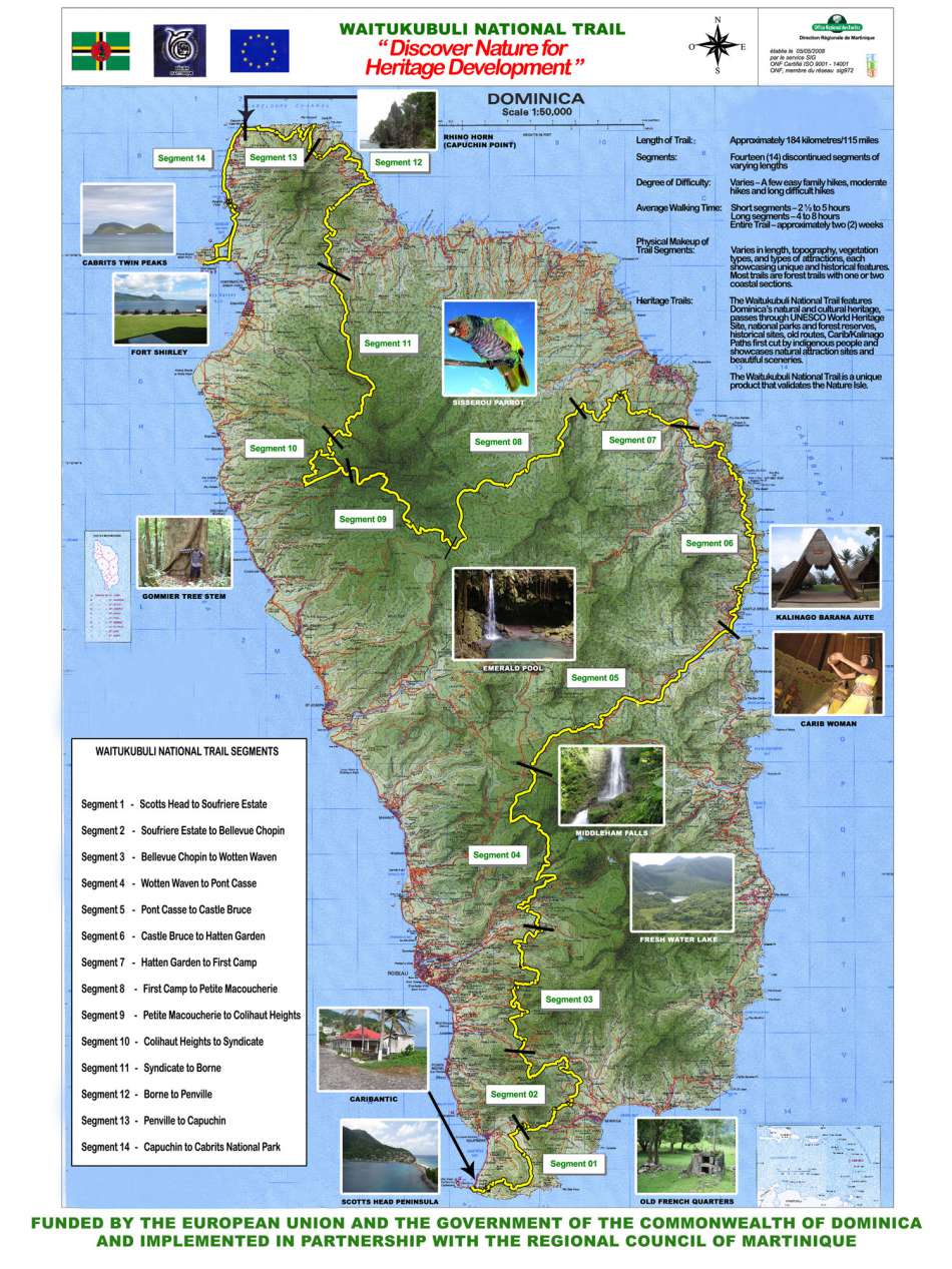 Waitukubuli National Trail | Übersichtskarte | © Dominica Touristboard / avirtualdominica.com