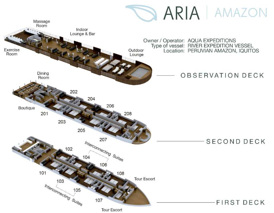 MV "Aria Amazon" | Decksplan | © Aqua Expeditions