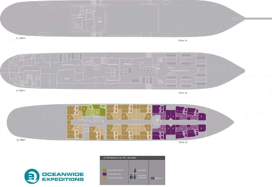 SV "Rembrandt van Rijn" | Decksplan | © Oceanwide Expeditions